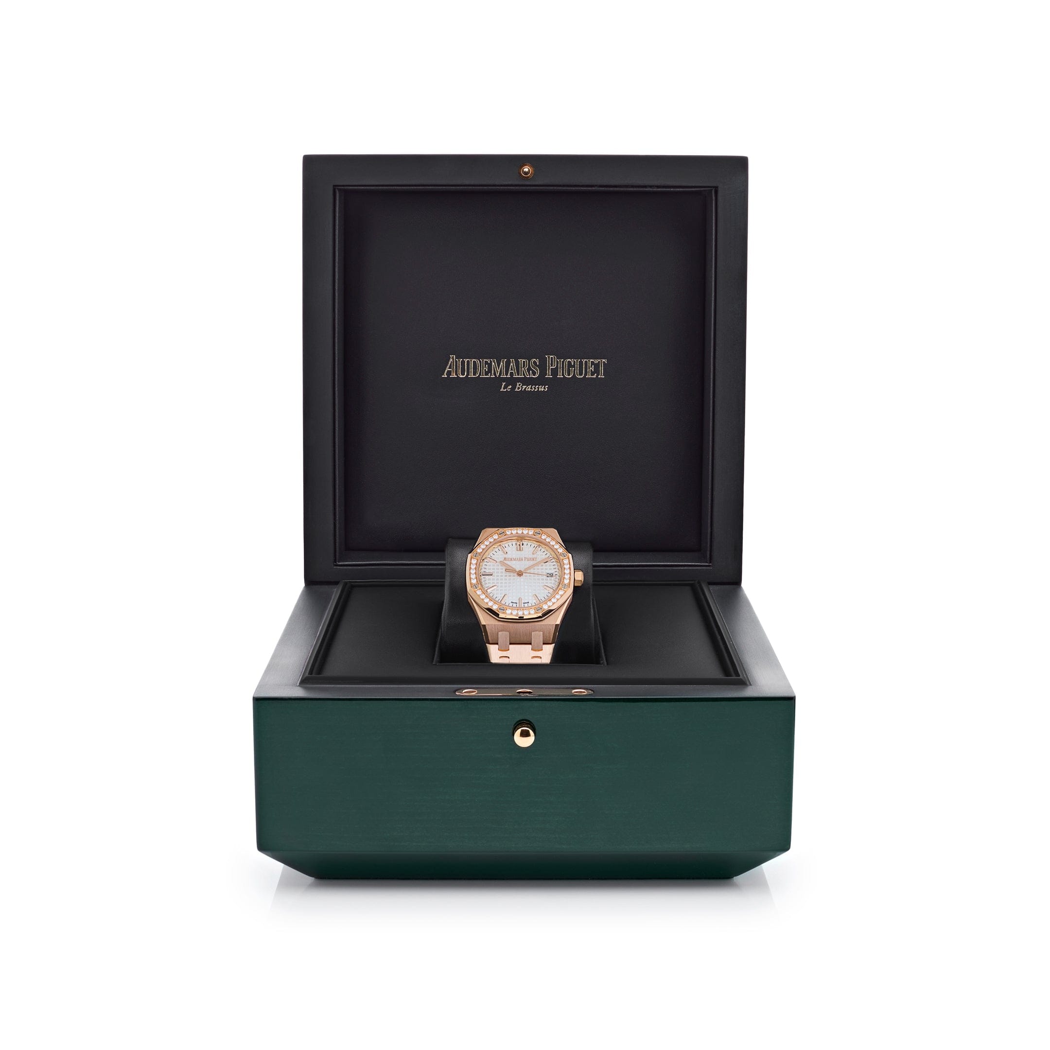 Audemars Piguet Royal Oak 77451OR.ZZ.1361OR.03 'Ladies' Rose Gold Silver Dial Diamond Bezel
