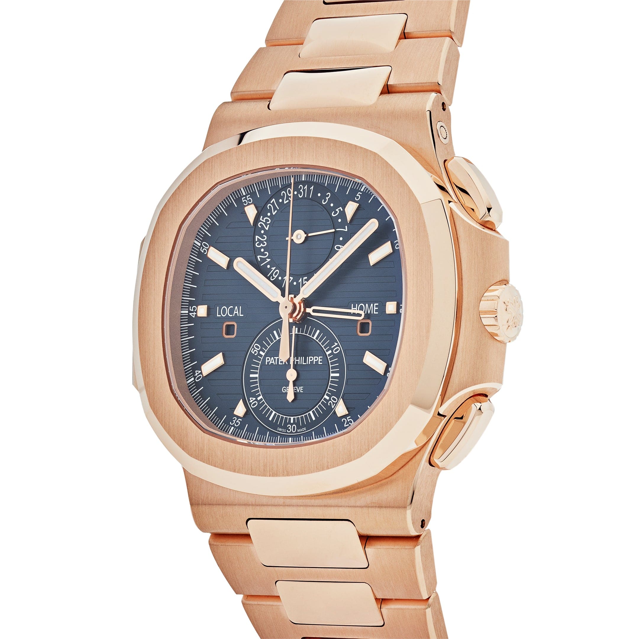 Patek Philippe Nautilus 3285 V3 – Swiss Super Clone 5990/1R-001 Travel Time Flyback Chronograph Rose Gold Blue Dial (2025)