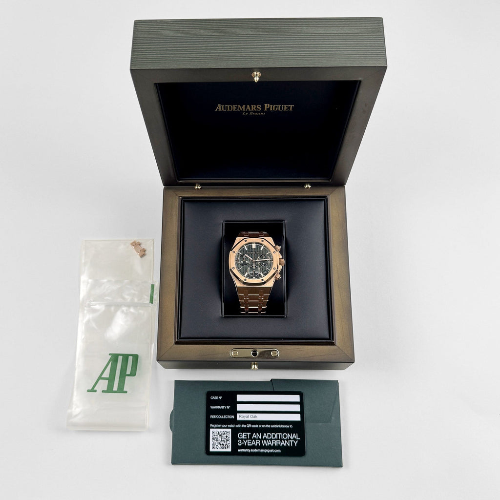 Audemars Piguet Royal Oak Super Clone 26240OR.OO.1320OR.04 Chronograph '50th Anniversary' Rose Gold Khaki Green Dial (2022) Swiss 3285 Movement